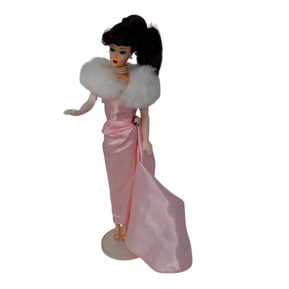 Vintage 1995 Enchanted Evening Barbie Doll #15407 in Pink Satin Gown & Fur Stole - Picture 1 of 10